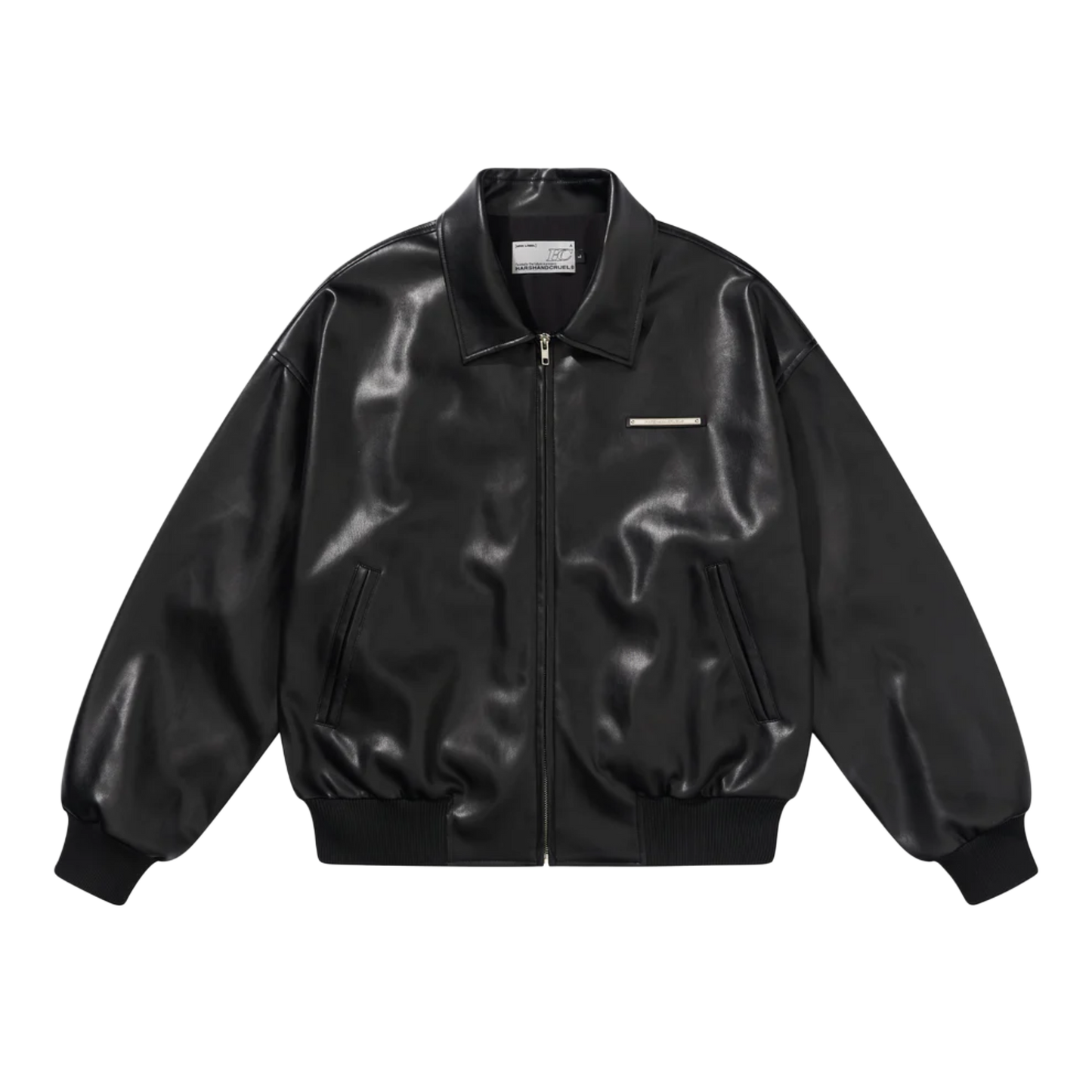 Harsh and Cruel Embossed PU Leather Embroidered Jacket