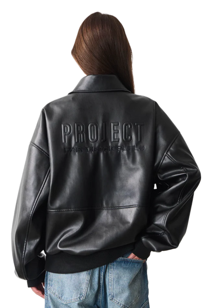 Harsh and Cruel Embossed PU Leather Embroidered Jacket