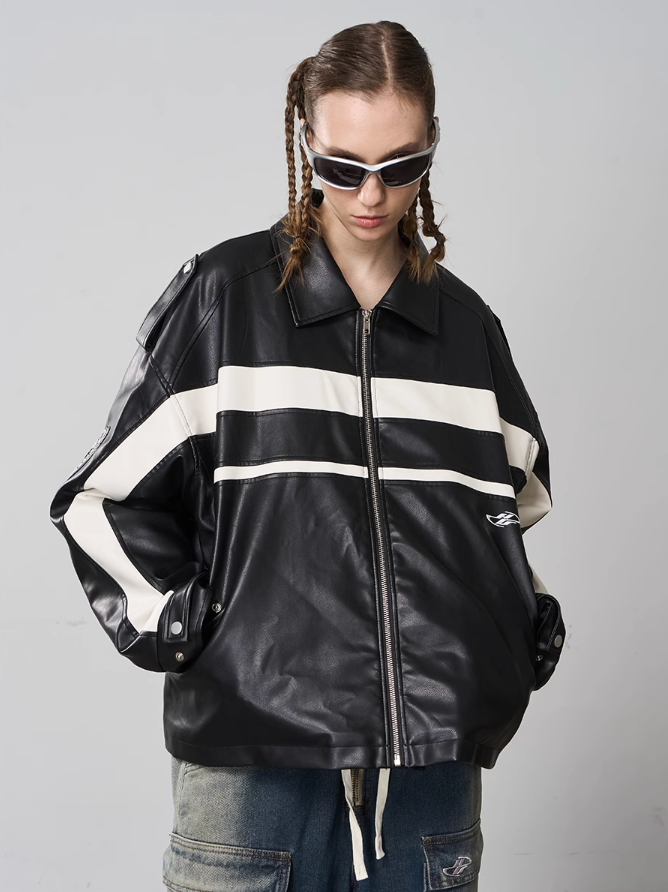 Harsh and Cruel Stitching Leather Motor Jacket