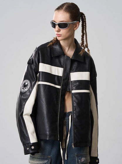 Harsh and Cruel Stitching Leather Motor Jacket