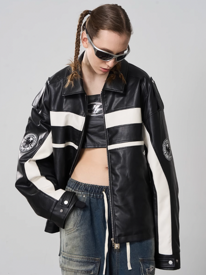 Harsh and Cruel Stitching Leather Motor Jacket