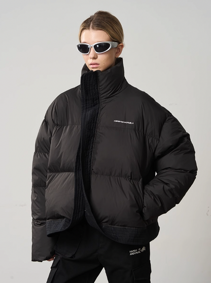 Harsh and Cruel Stand Up Collar Round Down Jacket