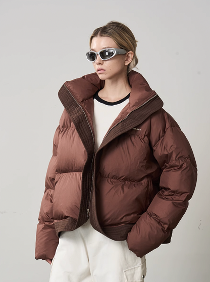 Harsh and Cruel Stand Up Collar Round Down Jacket