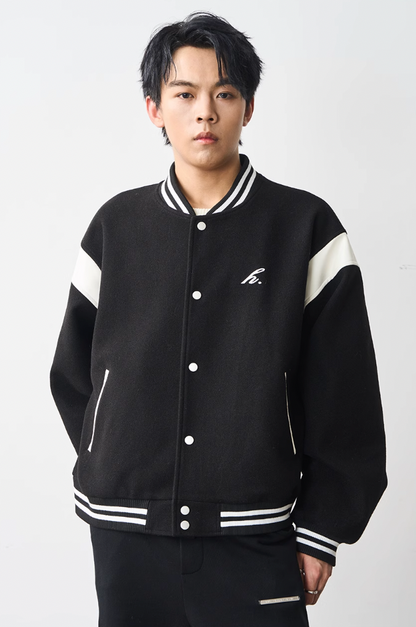 Harsh and Cruel Contrast Stitching Embroidered Varsity Jacket