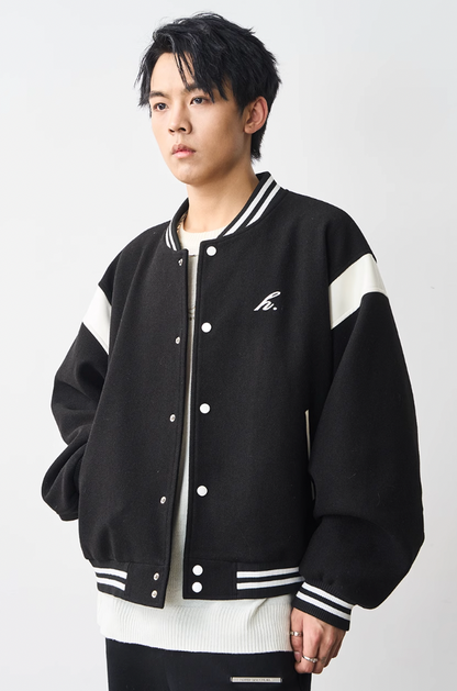 Harsh and Cruel Contrast Stitching Embroidered Varsity Jacket