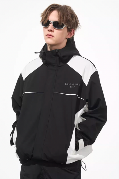 Harsh and Cruel Waterproof Contrast Splicing Hooded Jacket