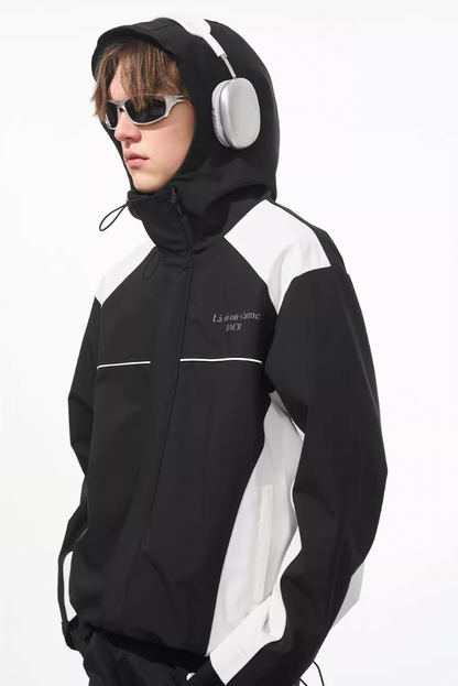 Harsh and Cruel Waterproof Contrast Splicing Hooded Jacket