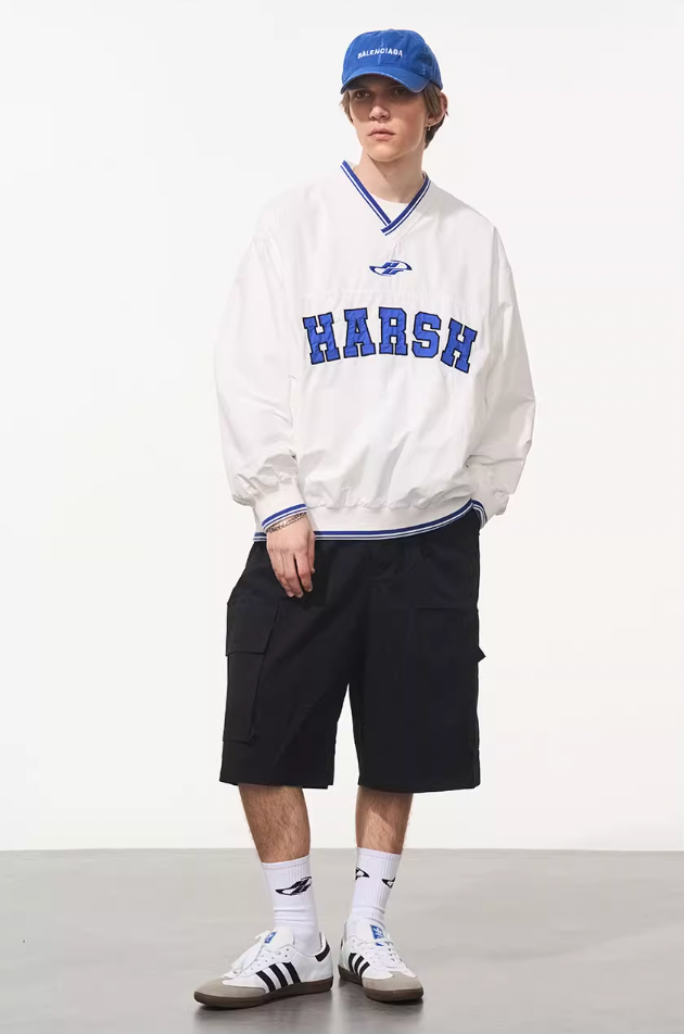 Harsh and Cruel V-Neck Embroidered Baseball Jersey