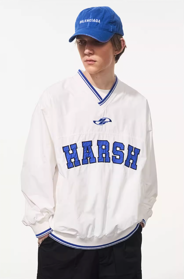 Harsh and Cruel V-Neck Embroidered Baseball Jersey