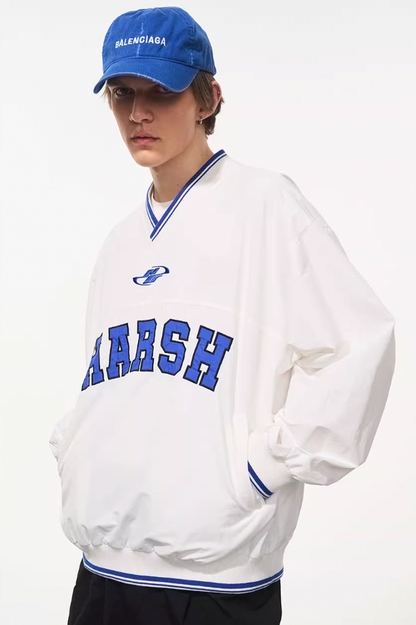 Harsh and Cruel V-Neck Embroidered Baseball Jersey