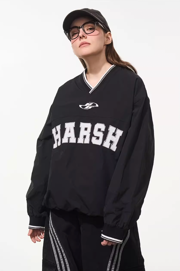 Harsh and Cruel V-Neck Embroidered Baseball Jersey