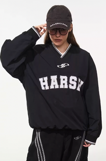 Harsh and Cruel V-Neck Embroidered Baseball Jersey