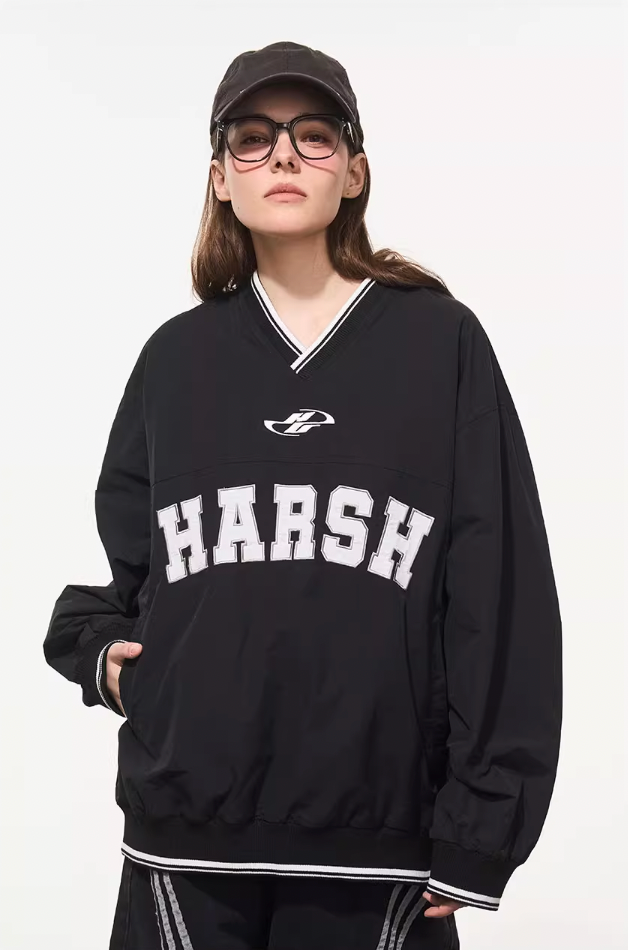 Harsh and Cruel V-Neck Embroidered Baseball Jersey