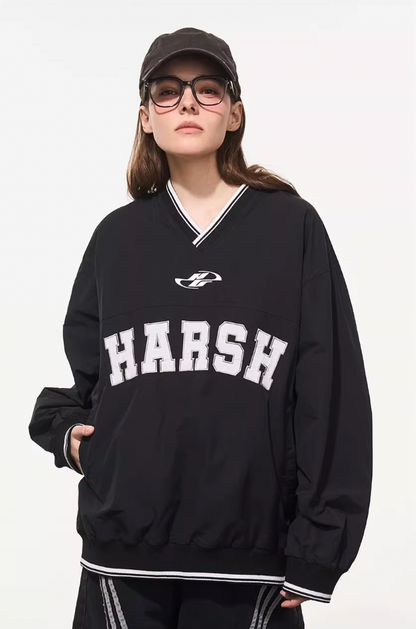 Harsh and Cruel V-Neck Embroidered Baseball Jersey