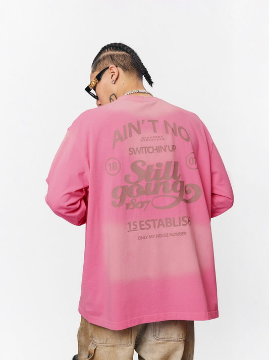 1807 STILL GOING Printed Vintage Aged Long Sleeve Tee