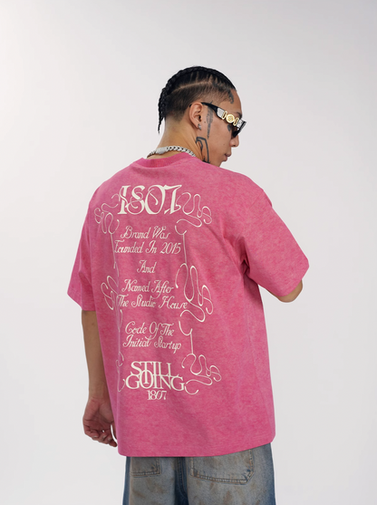 1807 Flower Font Print Washed Tee