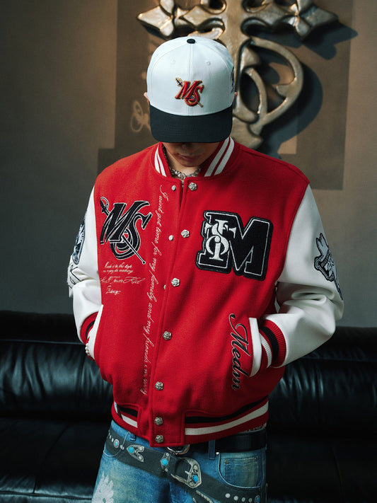 MEDM x STK Patch Embroidery Varsity Jacket