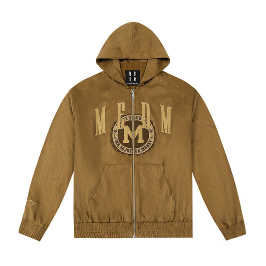 MEDM Suede Patchwork Zip Up Jacket