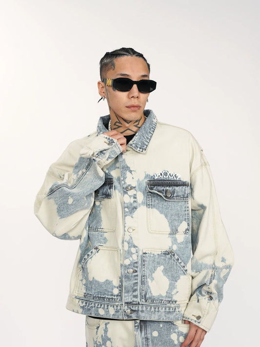 1807 Bleached Dyed Embroidered Denim Jacket