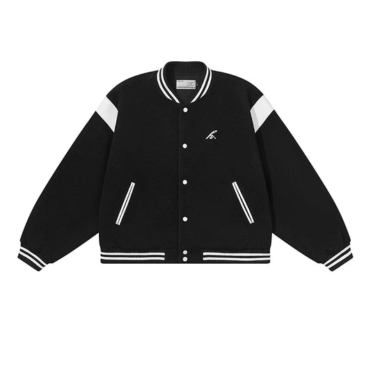 Harsh and Cruel Contrast Stitching Embroidered Varsity Jacket