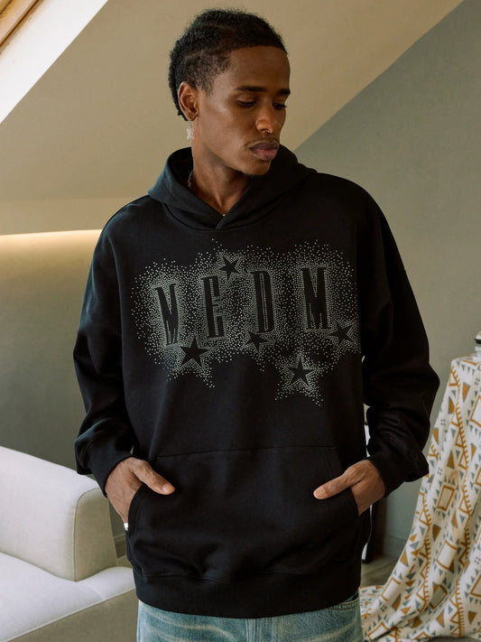 MEDM Rhinestone Star & Logo Hoodie