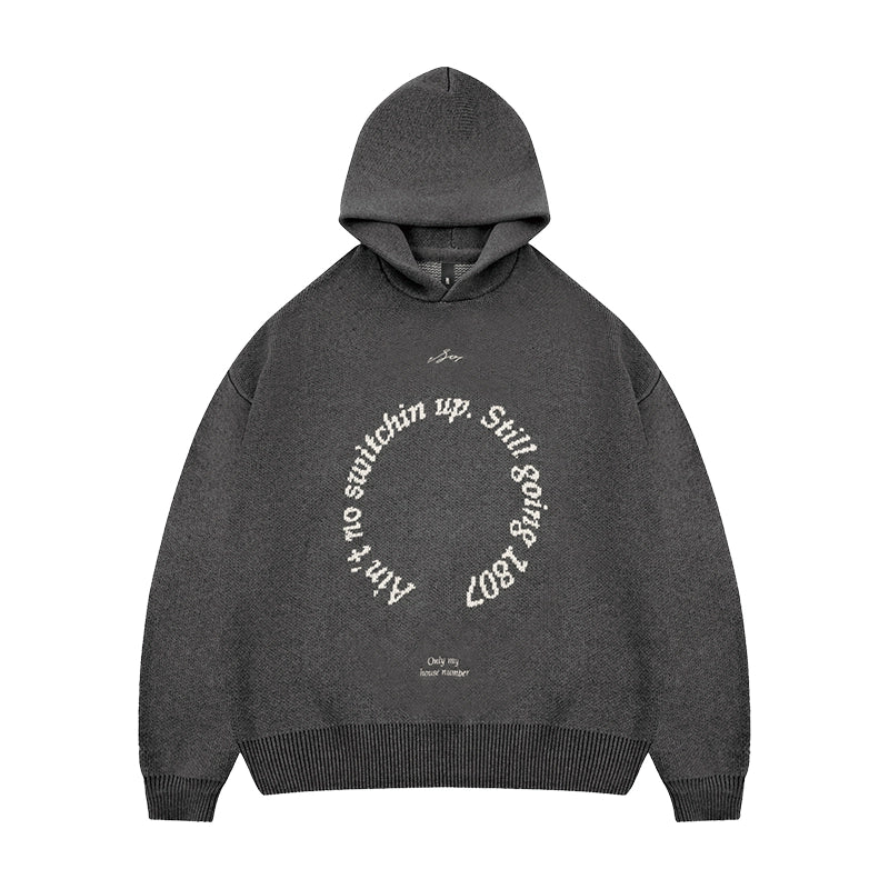 1807 Round Font Knit Hoodie