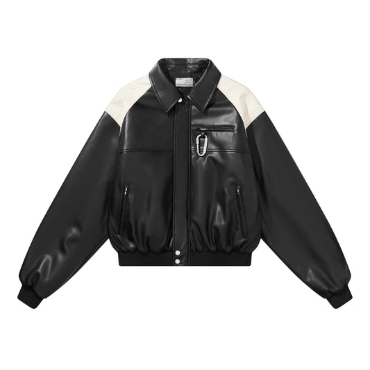 Harsh and Cruel Contrasting Color Stitching Leather Jacket