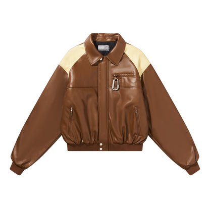 Harsh and Cruel Contrasting Color Stitching Leather Jacket