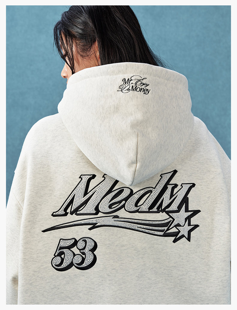 MEDM Rhinestone Star Logo Embroidered Hoodie