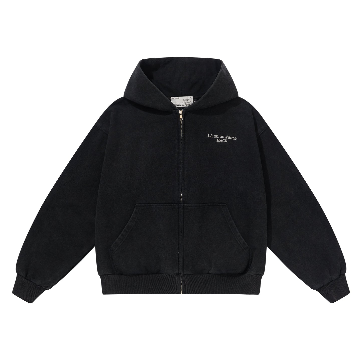 Harsh and Cruel Washed Embroidered Logo Zip Up Hoodie