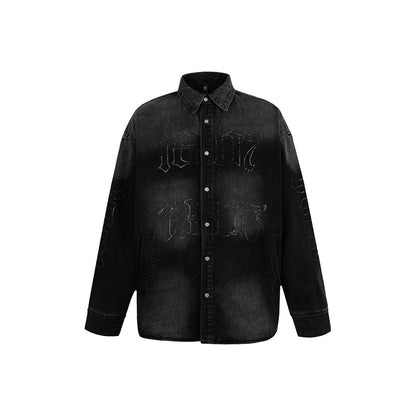 1807 Rhinestone Denim Shirt Jacket