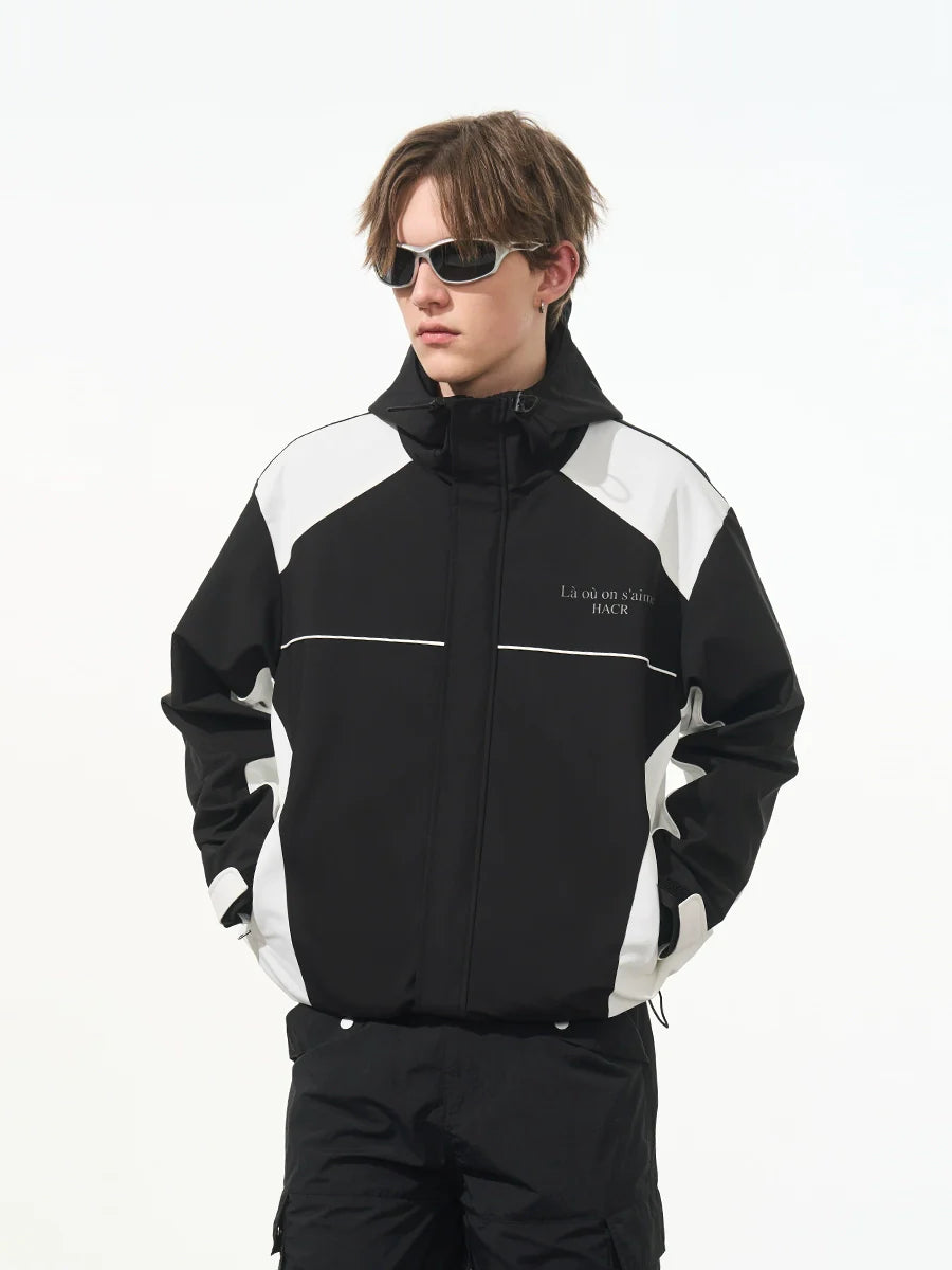 Harsh and Cruel Waterproof Contrast Splicing Hooded Jacket