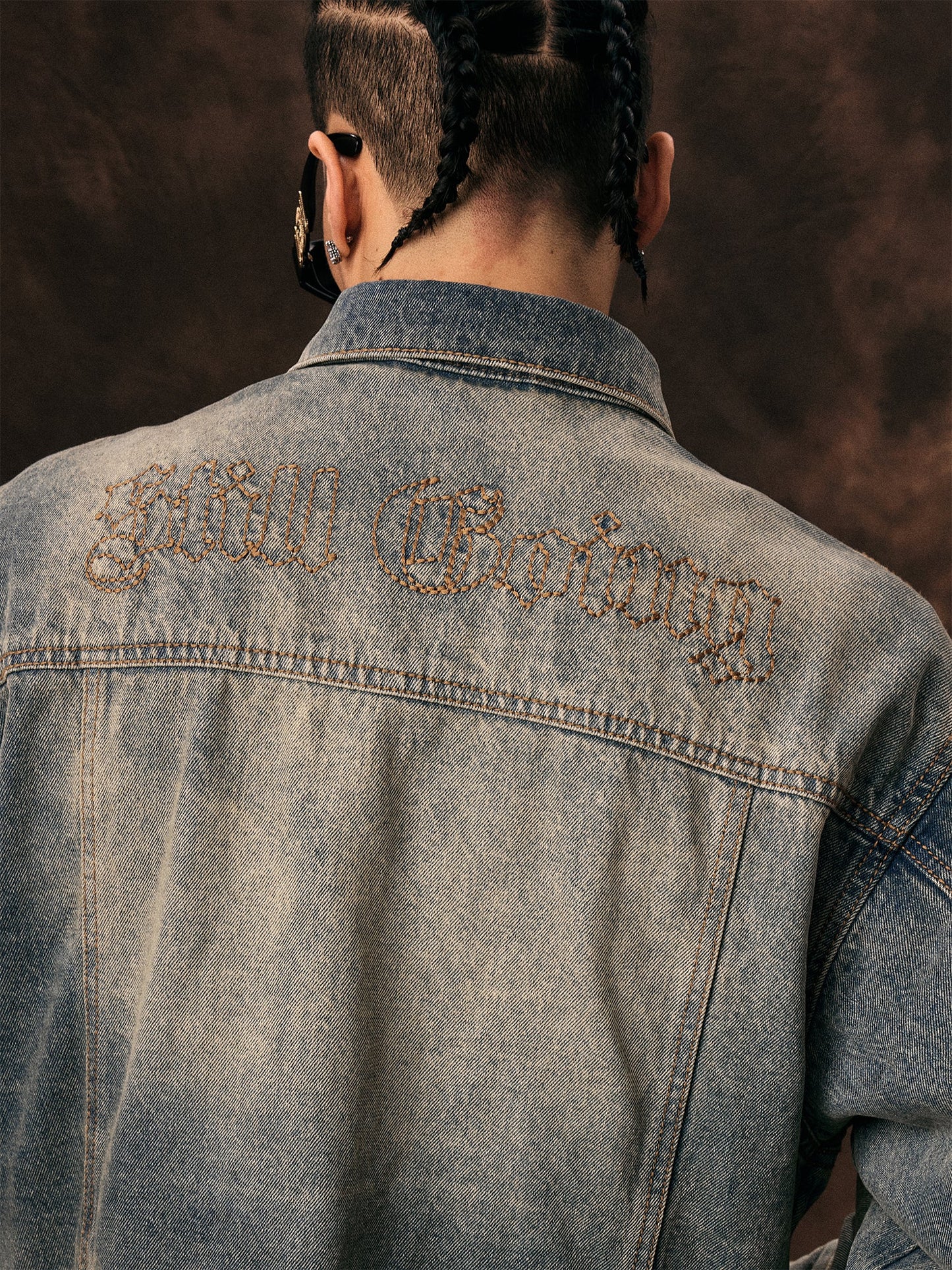 1807 Gothic Font Embroidered Vintage Denim Jacket