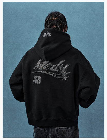 MEDM Rhinestone Star Logo Embroidered Hoodie