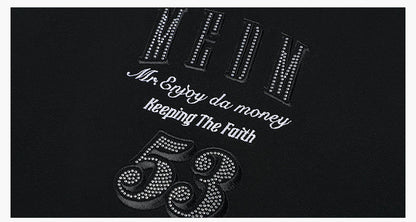 MEDM Rhinestone Star Logo Embroidered Hoodie