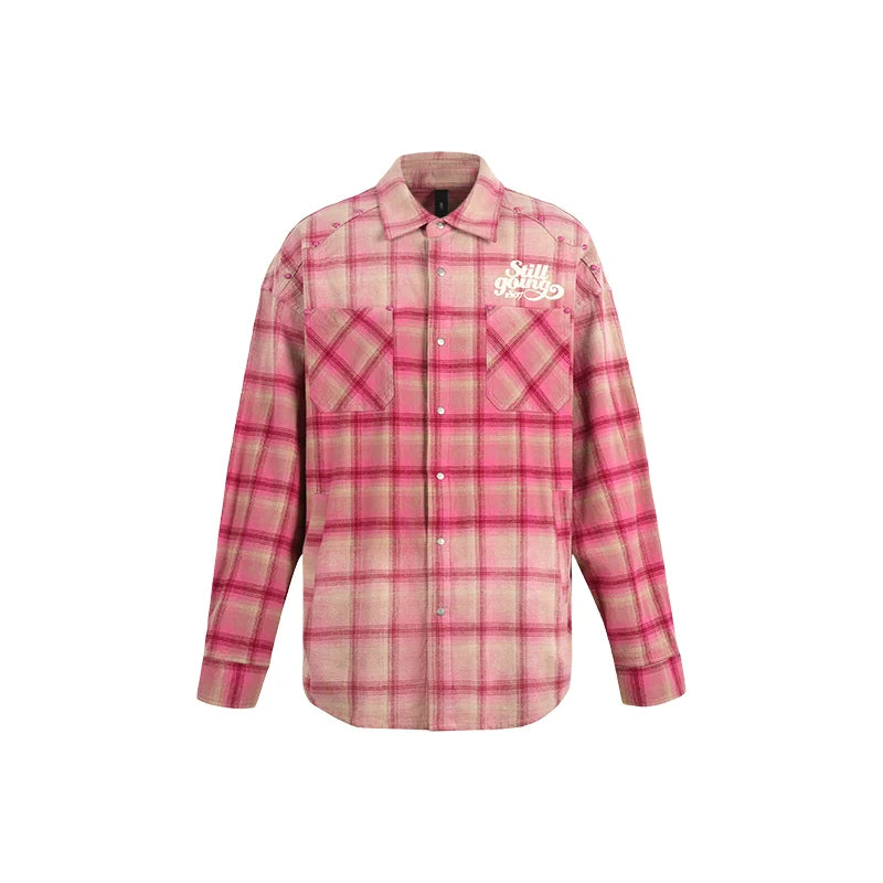 1807 Flannel Brushed Onyx Buttoned Plaid Long Sleeve Shirt