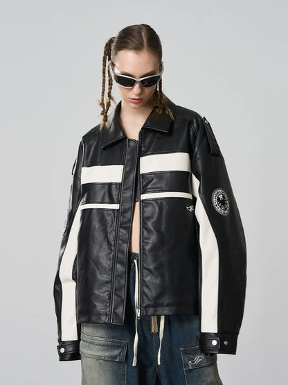 Harsh and Cruel Stitching Leather Motor Jacket