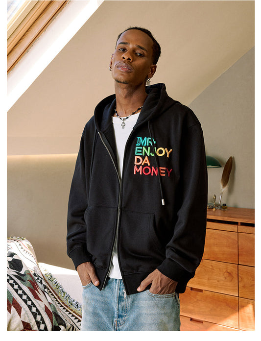 MEDM Rainbow Letter Zip Up Hoodie