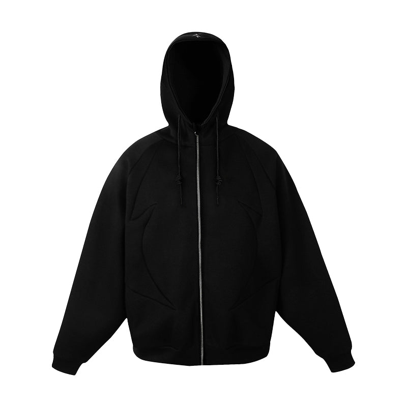 1807 Four Pointed Star Layered Zip Up Hoodie Jacket