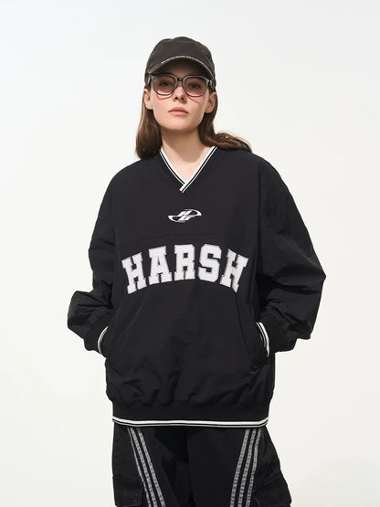 Harsh and Cruel V-Neck Embroidered Baseball Jersey