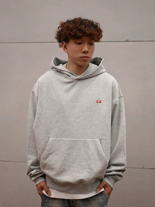 1807 One Point Box Logo Embroidery Hoodie