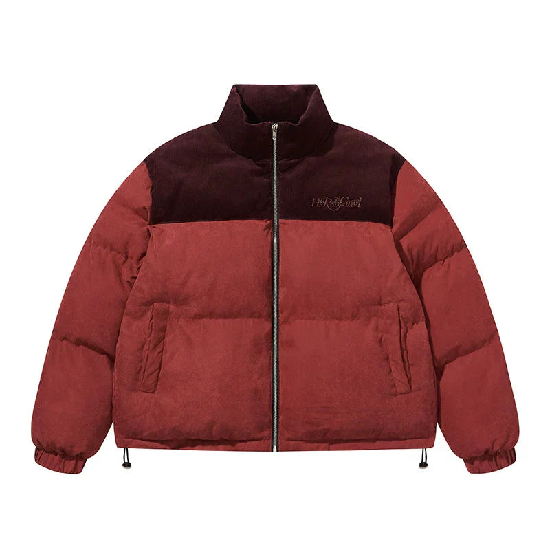 Harsh and Cruel Stitched Corduroy Embroidered logo Down Jacket