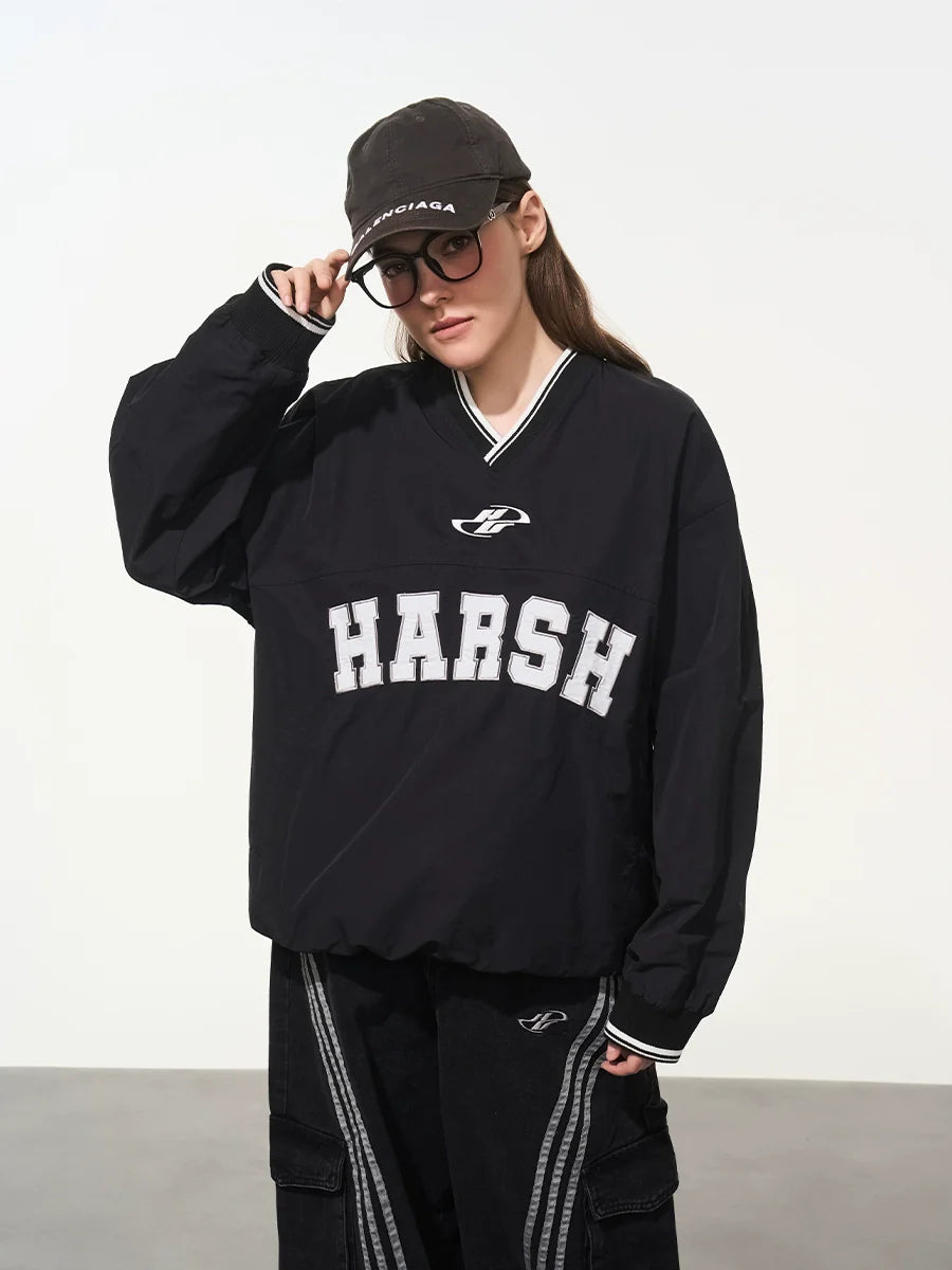 Harsh and Cruel V-Neck Embroidered Baseball Jersey