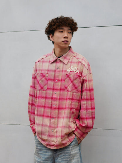 1807 Flannel Brushed Onyx Buttoned Plaid Long Sleeve Shirt